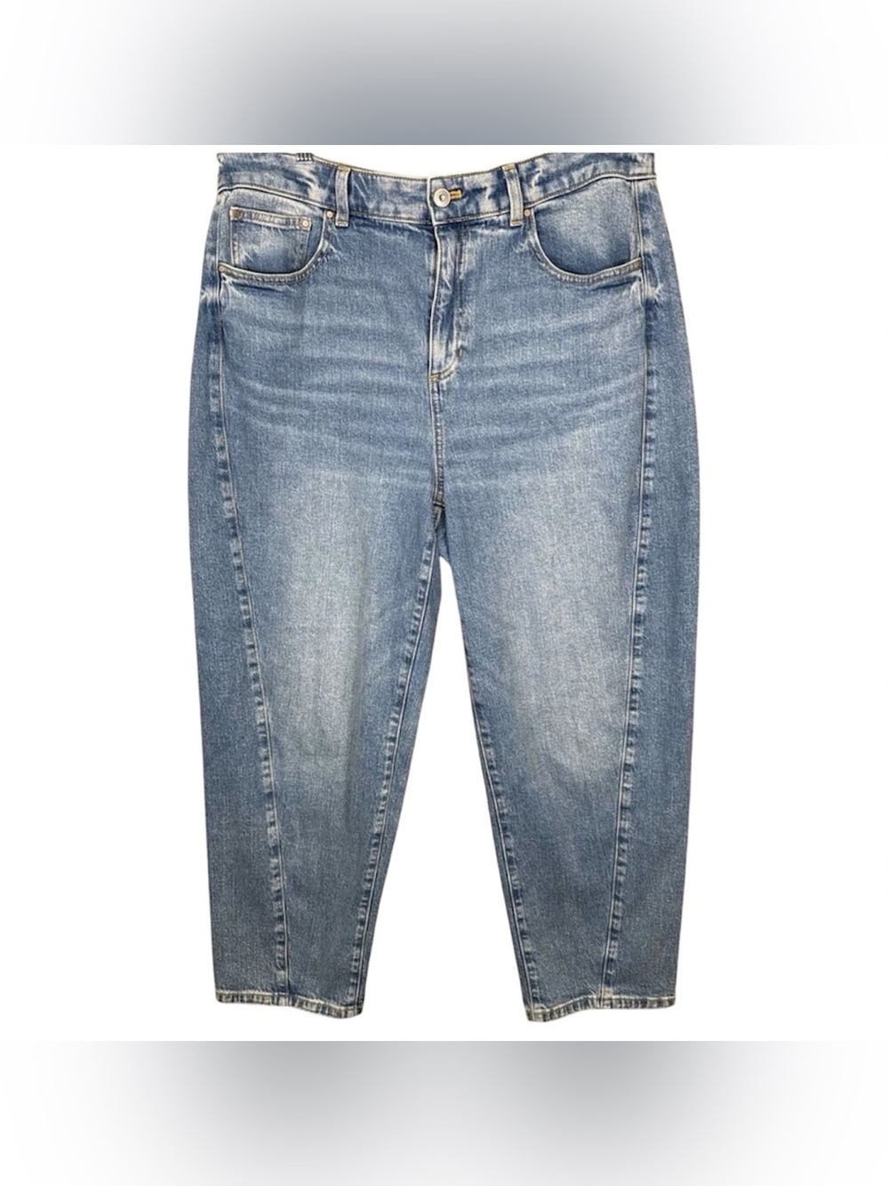Talbots Relaxed Barrel Leg Jeans Medium Wash Denim Size 12 Baggy High Rise